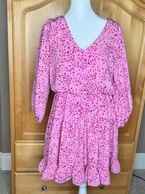 Like New, Carmella, Pink Floral Sweetheart Dress, Size M